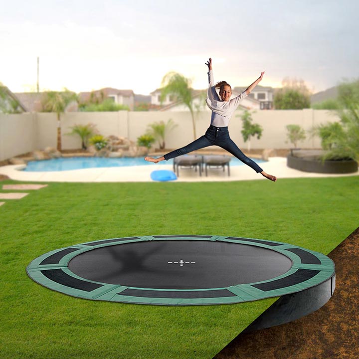 14ft Round Inground Trampoline with enclosure