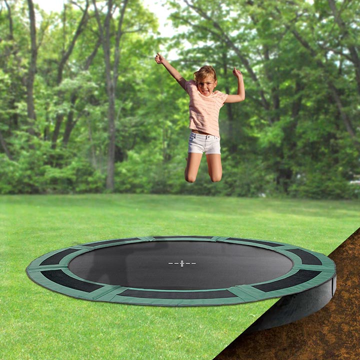 8ft Round Inground Trampoline with half enclosure